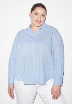Overhemdblouse - White Light Blue