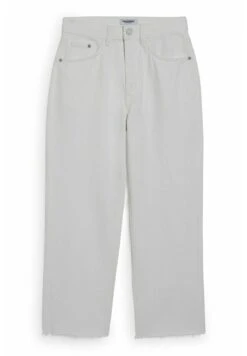 High Waist Trousers - Straight Leg Jeans - Cremewhite