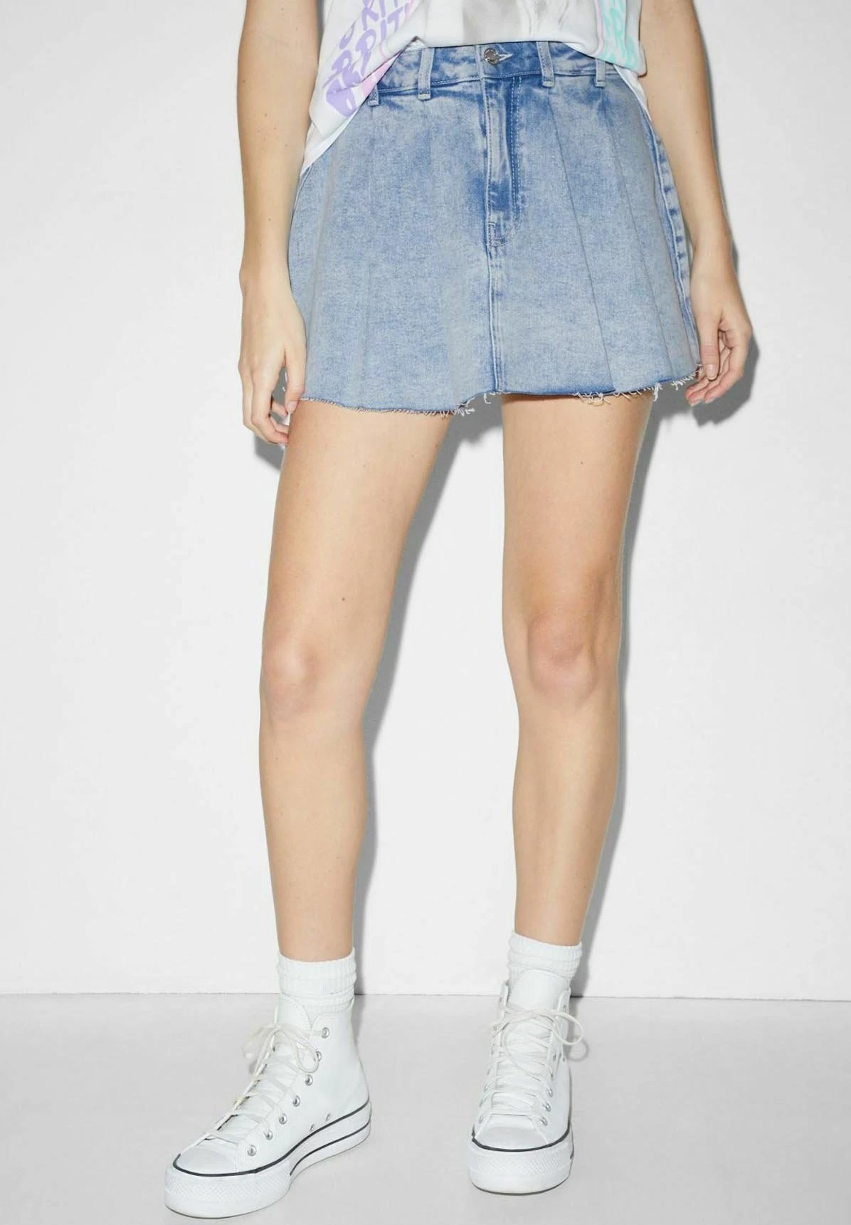 Plooirok - Denim Light Blue